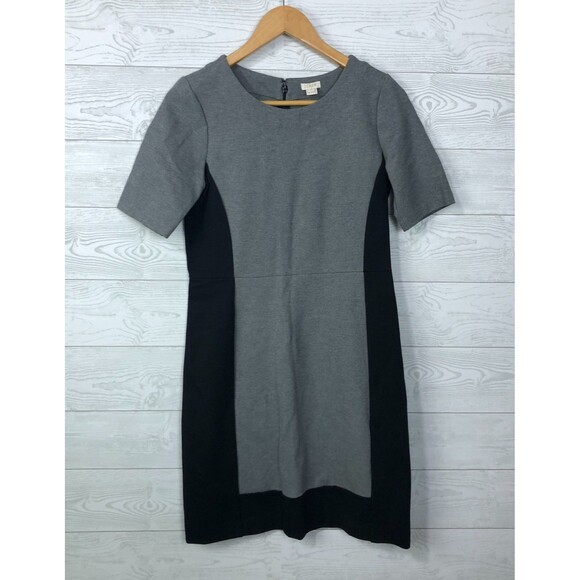 J. Crew Women's Colorblock Ponte Knit Dress Short Sleeve Gray Black Size 4 - Picture 1 of 5